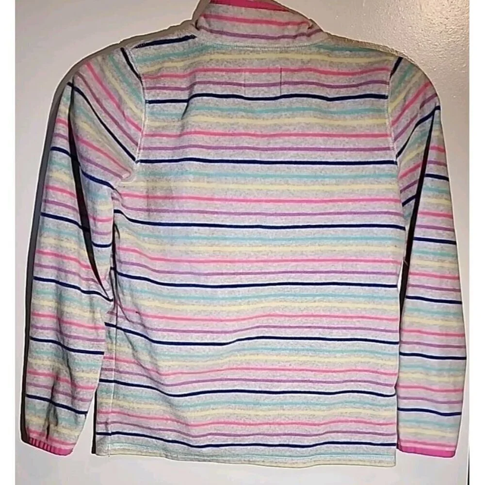 OshKosh B'Gosh Girls 1/4 Zip Fleece Top Striped Pullover Size 10/12